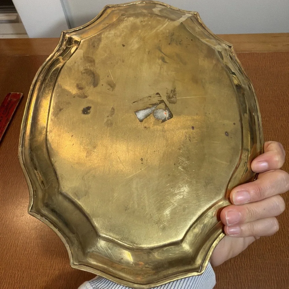 Vtg Brass Tray Embossed Design 12